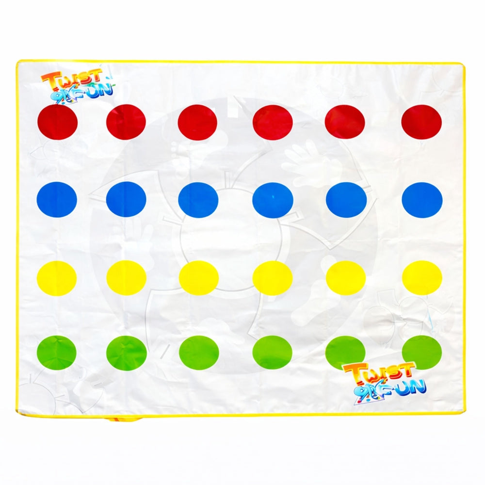 Twister spel med matta 120x100 cm och snurrhjul, familjespel 2-4 spelare