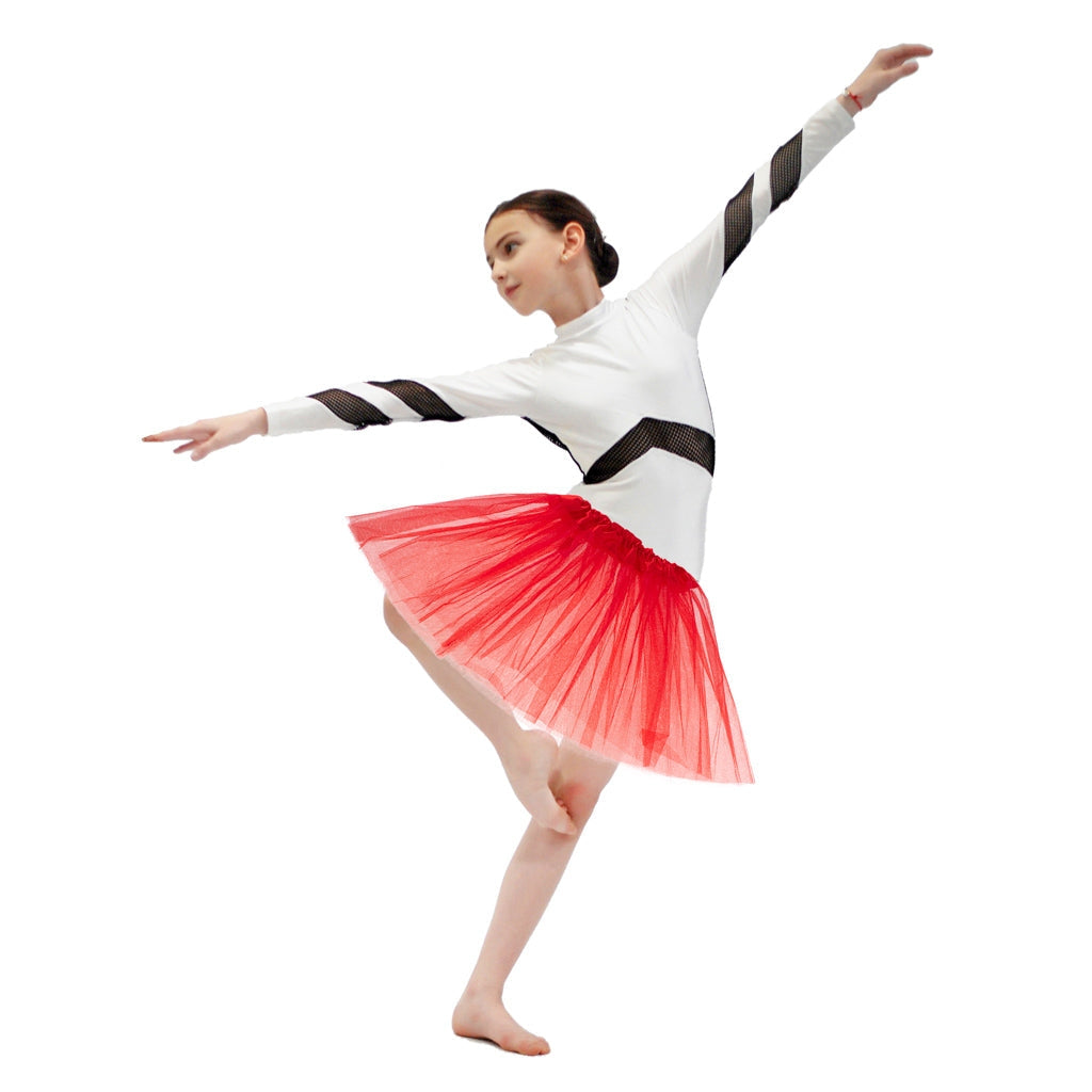 Tyllkjol tutu barn röd 3-lager polyester 29 cm