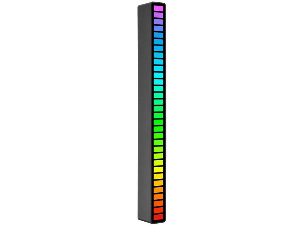 USB RGB LED-ljusramp 32 LED 18 lägen med batteri och mikrofon svart