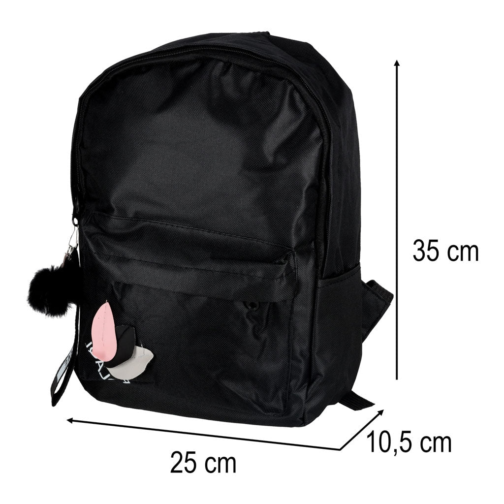 Ungdomsryggsäck svart 9L A4 1 fack 3 fickor polyester 600D