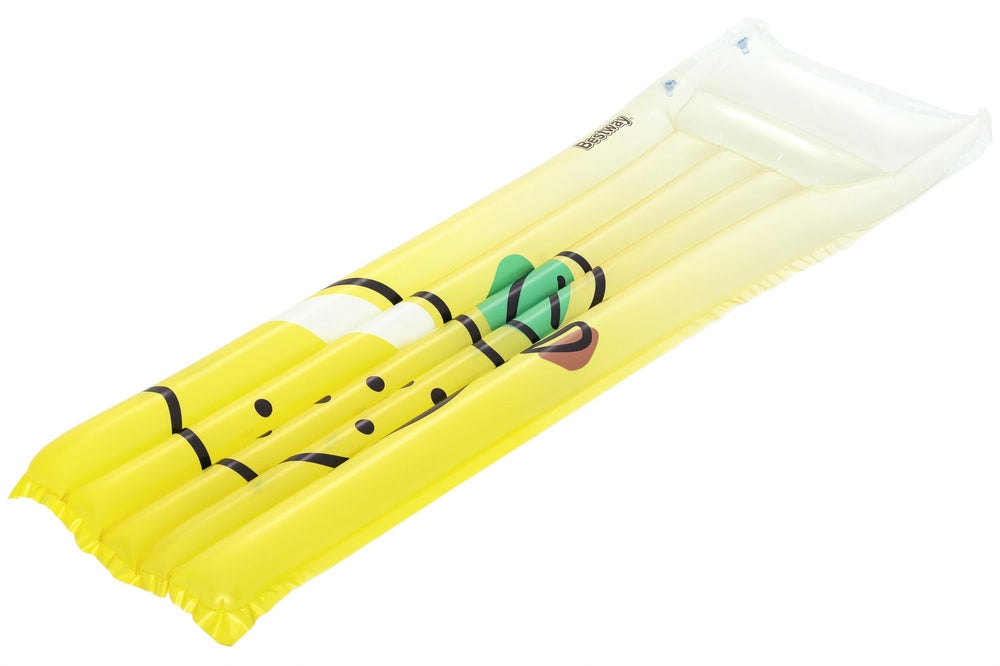 Uppblåsbar badmadrass med kudde citron 183x69 cm PVC max 100 kg