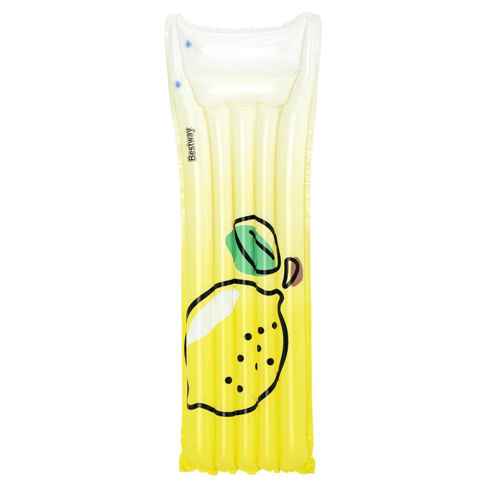 Uppblåsbar badmadrass med kudde citron 183x69 cm PVC max 100 kg