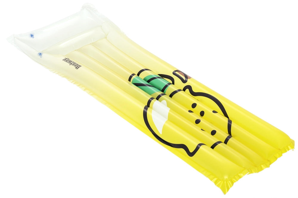 Uppblåsbar badmadrass med kudde citron 183x69 cm PVC max 100 kg