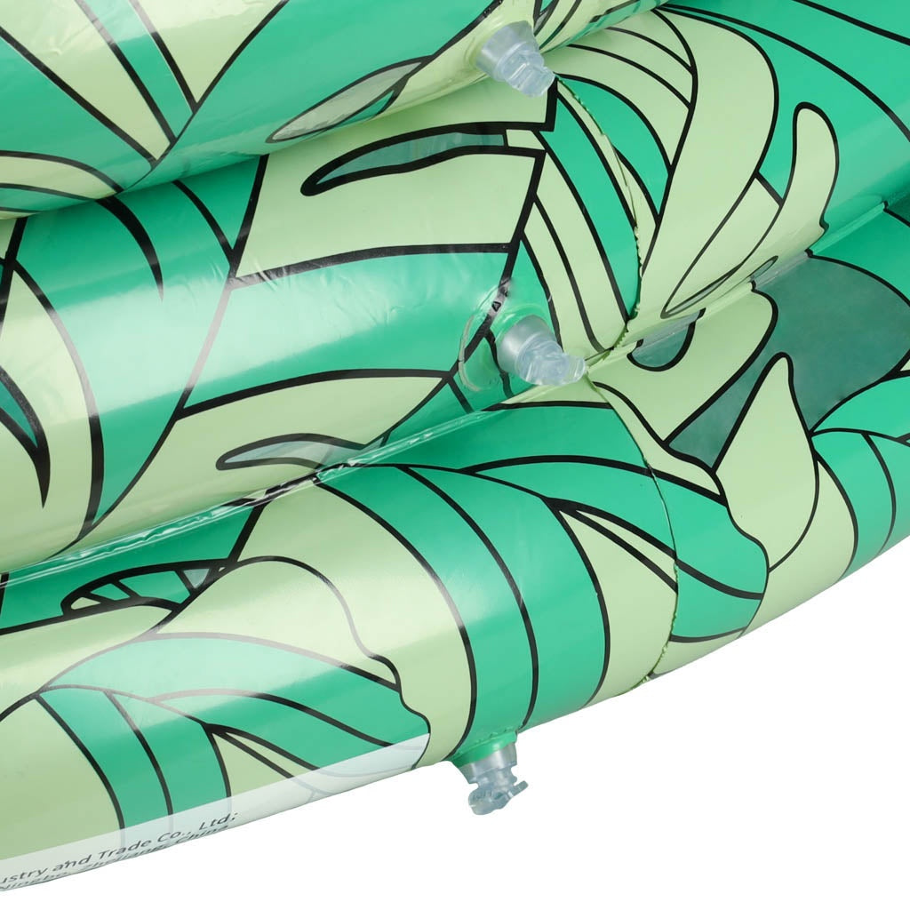 Uppblåsbar barnpool 150 cm 3 kammare grön bladdesign