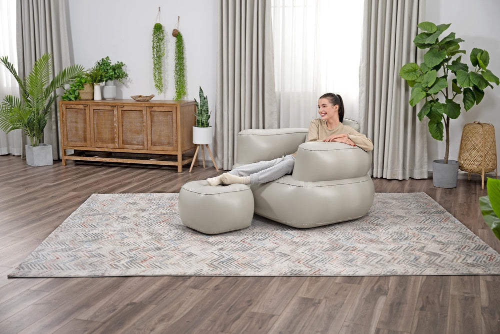 Uppblåsbar fåtölj i PVC 107x99x80 cm för inomhus och utomhus