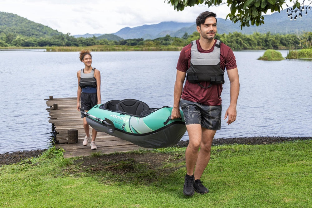Uppblåsbar kajak 2-person 330x86 cm 200 kg med paddlar pump väska