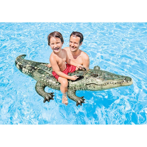 Uppblåsbar krokodilmadrass 170x86 cm för pool/sjö, max 40 kg