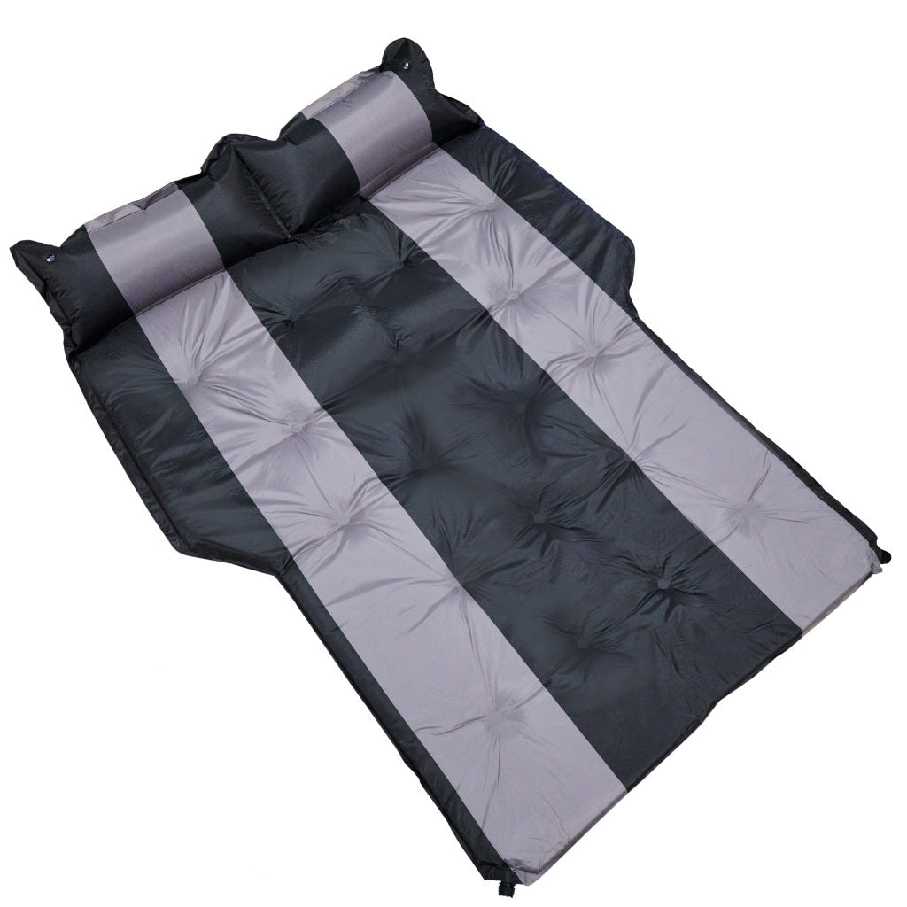 Uppblåsbar luftmadrass för bil 184x131 cm grå med pump och väska