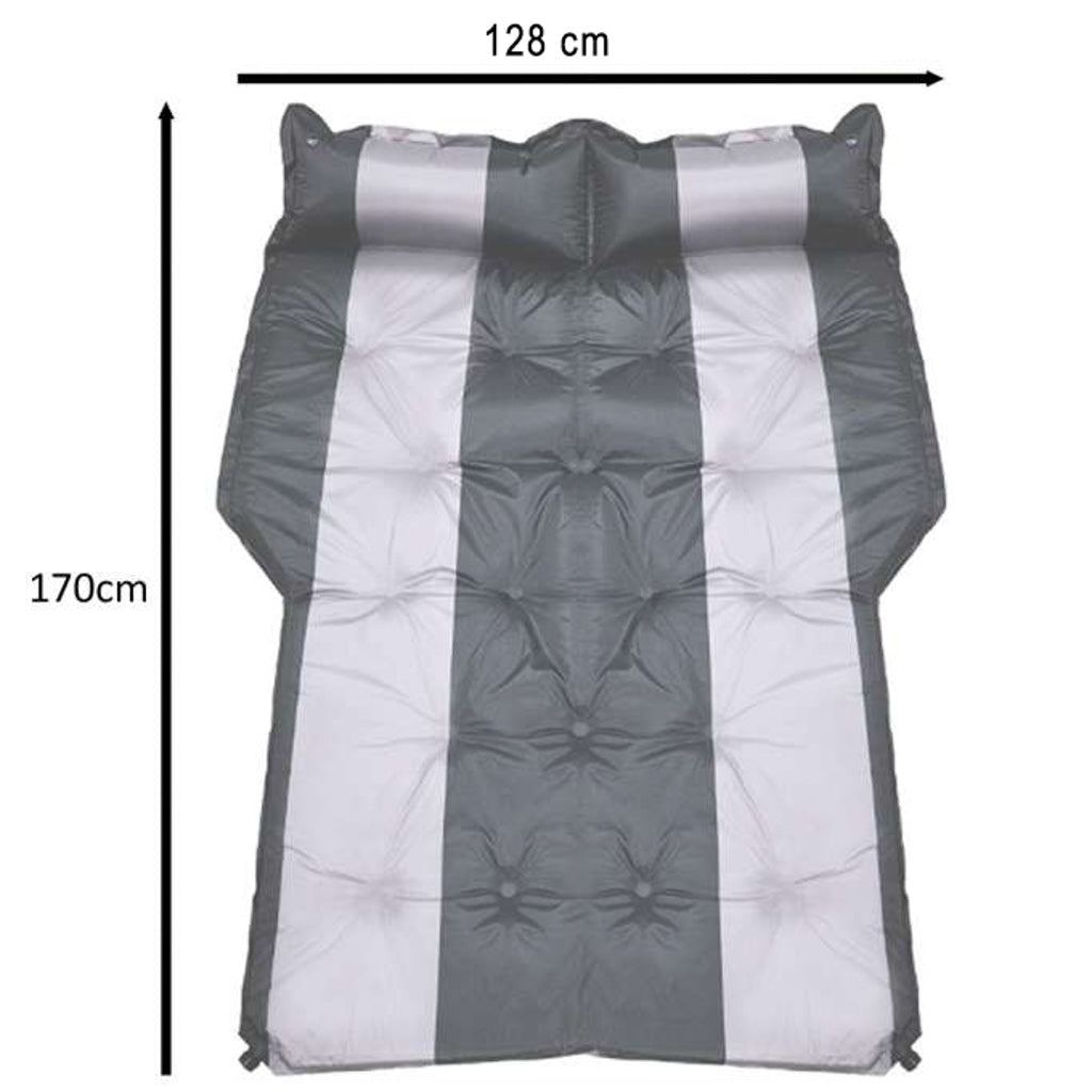 Uppblåsbar luftmadrass för bil 184x131 cm grå med pump och väska