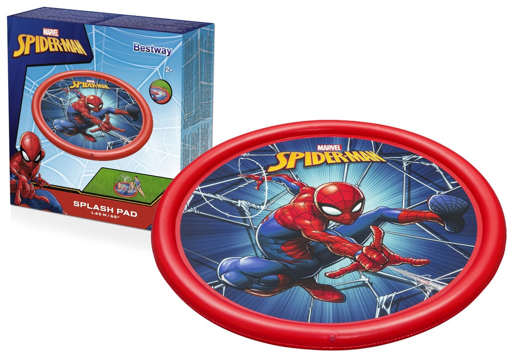Uppblåsbar paddelpoolmatta med fontän 165 cm Spider-Man, slanganslutning