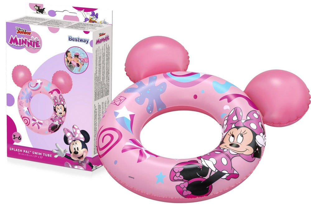Uppblåsbar simring Minnie Mouse med öron 74x76 cm för barn 3-6 år