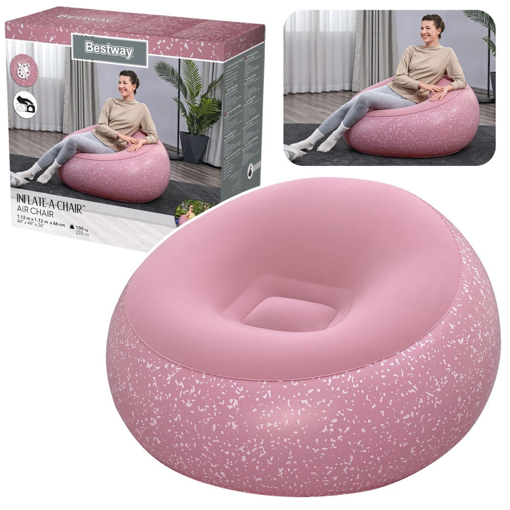 Uppblåsbar stol rosa PVC 112x112x66 cm max 100 kg modell 75155