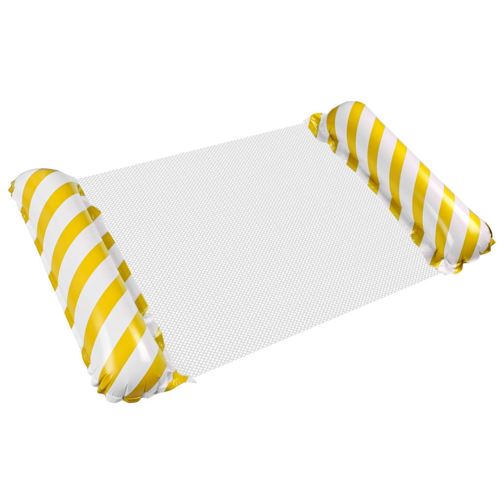 Uppblåsbar strandmadrass med meshryggstöd gul/vit 110x70 cm