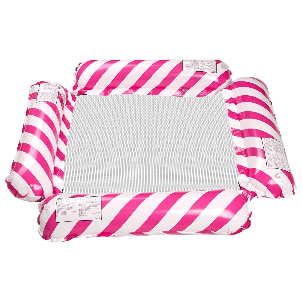Uppblåsbar vattenhammock 2-i-1 badmadrass rosa/vit 100x100 cm