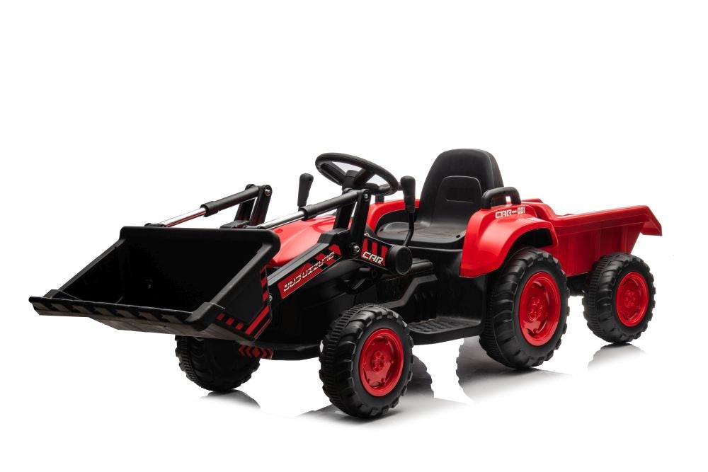 Uppladdningsbar eltraktor för barn med skopa BW-X002A röd