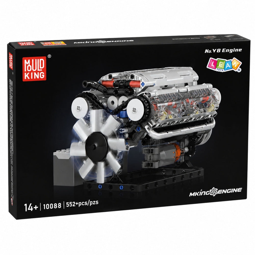 V8-motor byggsats 552 delar med rörliga delar, batteridriven