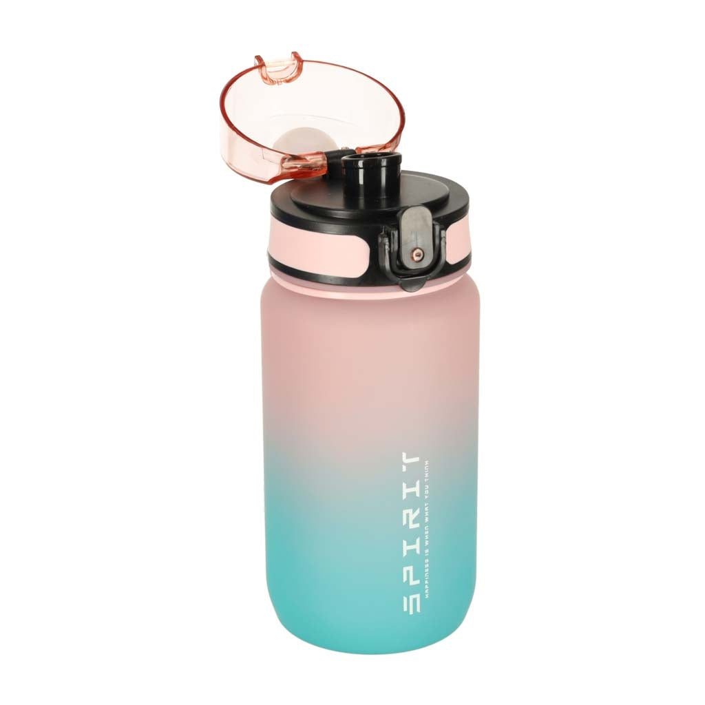 Vattenflaska 600 ml med mätmarkering och klicklock, BPA-fri rosa/blå