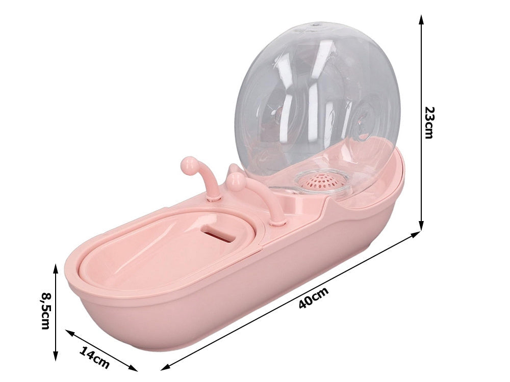 Vattenfontän katt/hund USB med pump + filter rosa/gul mix