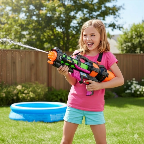 Vattenpistol 60 cm 1,25 l tank 6 m räckvidd med axelband