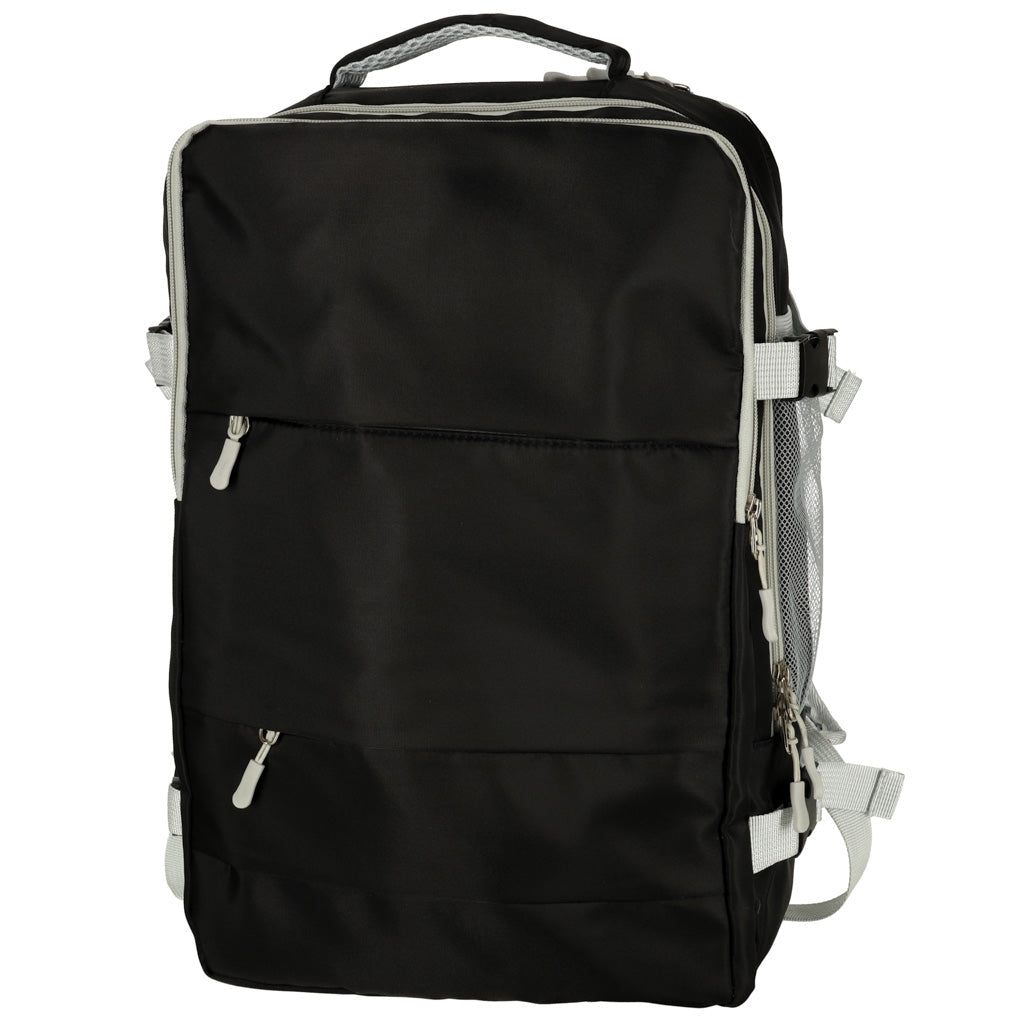 Vattentålig reseryggsäck med USB-port och skofack svart 45x28x16