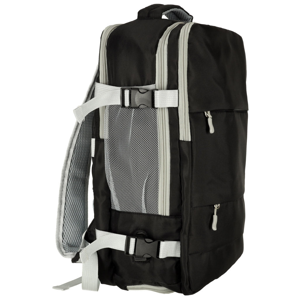 Vattentålig reseryggsäck med USB-port och skofack svart 45x28x16