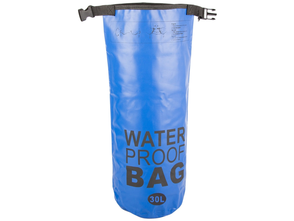 Vattentät dry bag 30 L blå 70x37 cm med rem roll-top