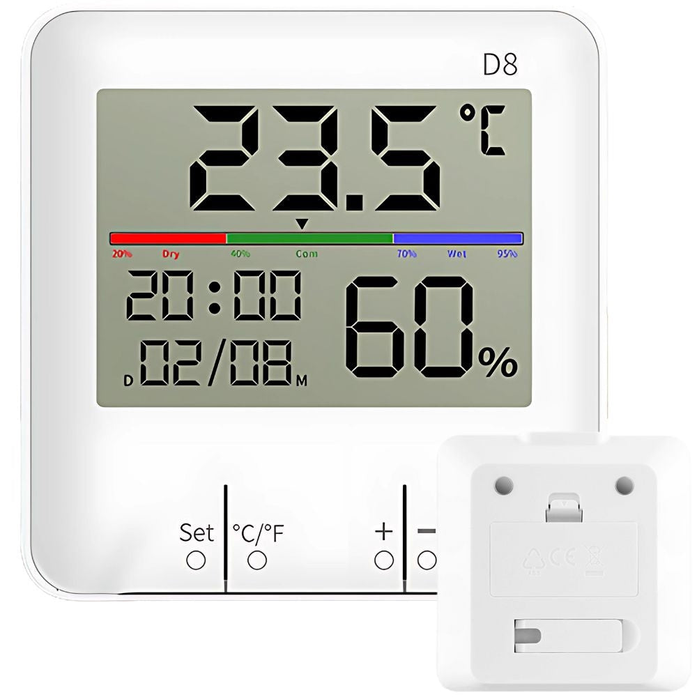 Väderstation inomhus med termometer/hygrometer klocka 9x9 cm