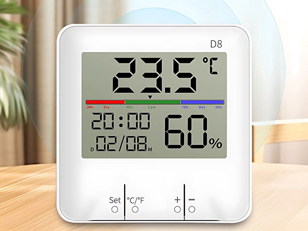 Väderstation inomhus med termometer/hygrometer klocka 9x9 cm