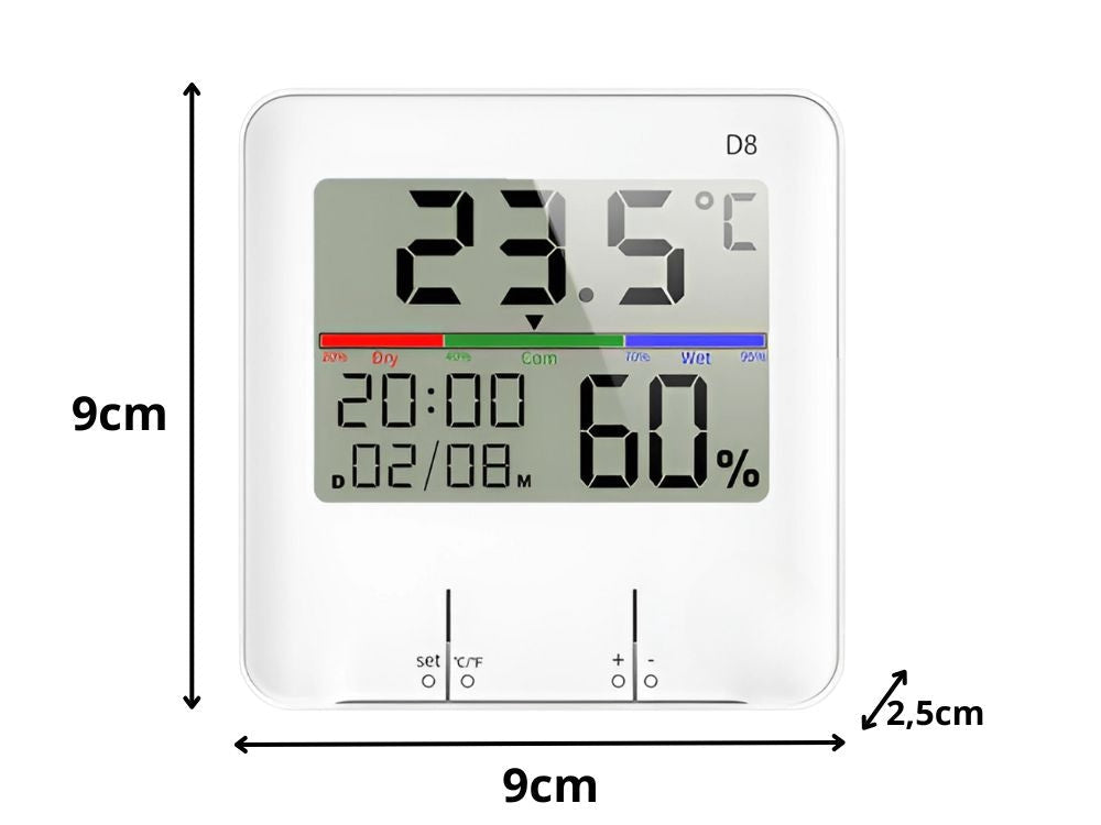 Väderstation inomhus med termometer/hygrometer klocka 9x9 cm