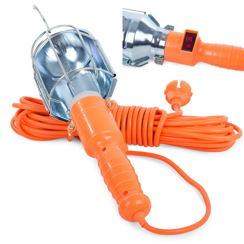 Verkstadslampa 230V med 10 m kabel E27 max 60W orange