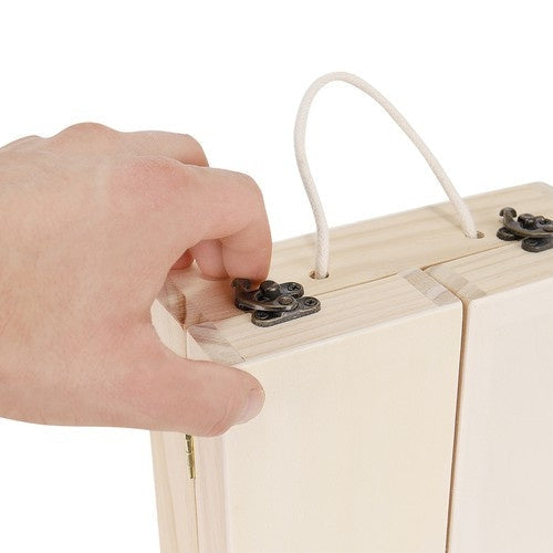 Verktygslåda i trä leksak 30 cm med verktyg och skruvset