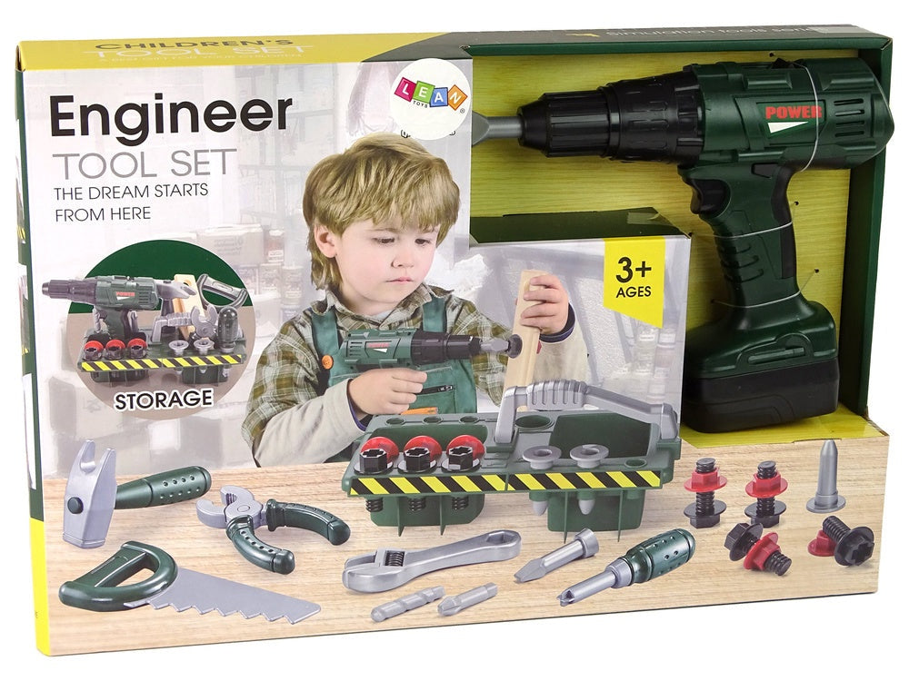 Verktygsset leksak med batteridriven skruvdragare, 3+ år, 14 delar