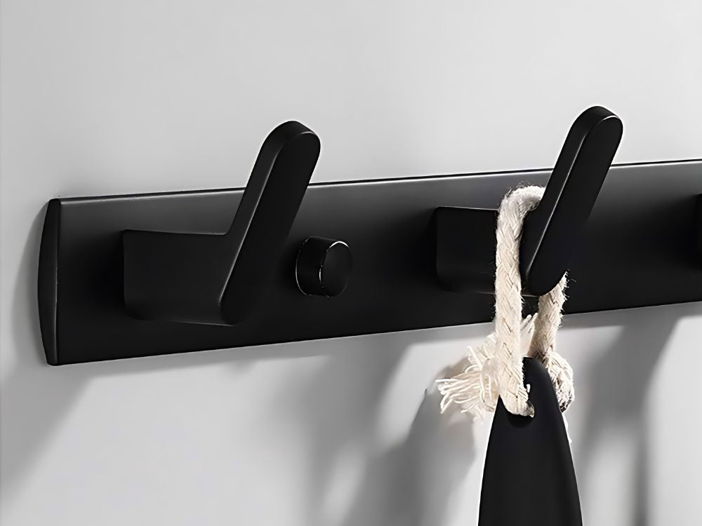 Väggmonterad klädhängare 6 krokar metall svart 54,5 cm