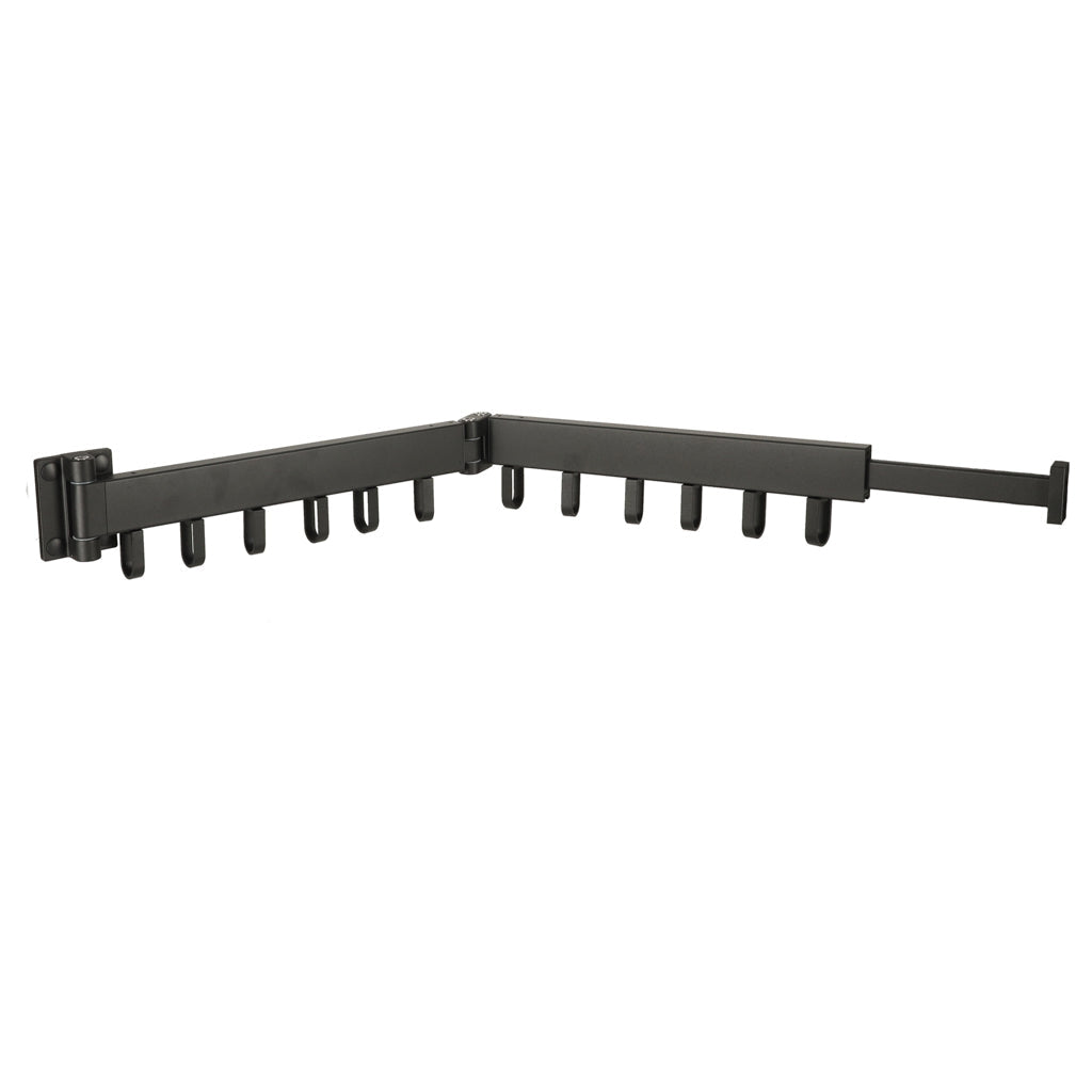 Väggmonterad klädtork teleskopisk hopfällbar 90 cm svart metall 12 krokar