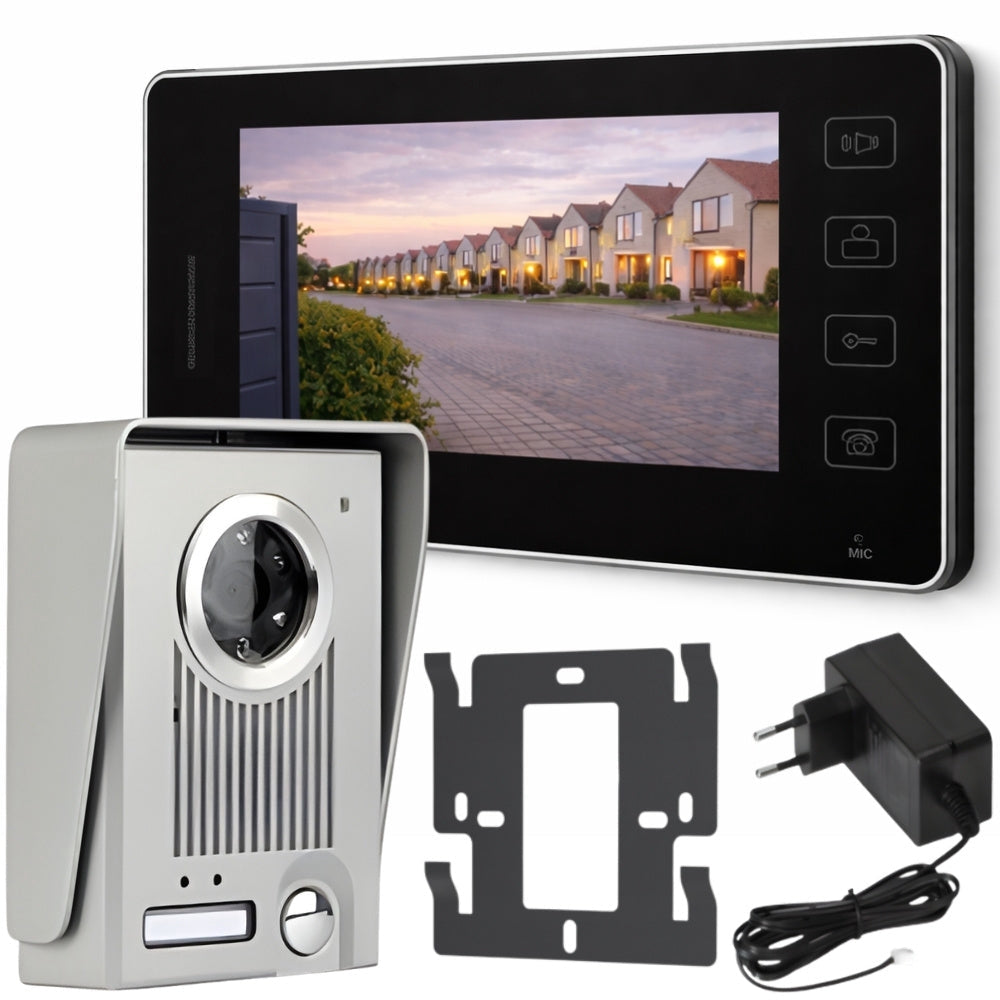 Videoporttelefon med monitor 500 TVL 90° nattläge 10 m kabel 220 V