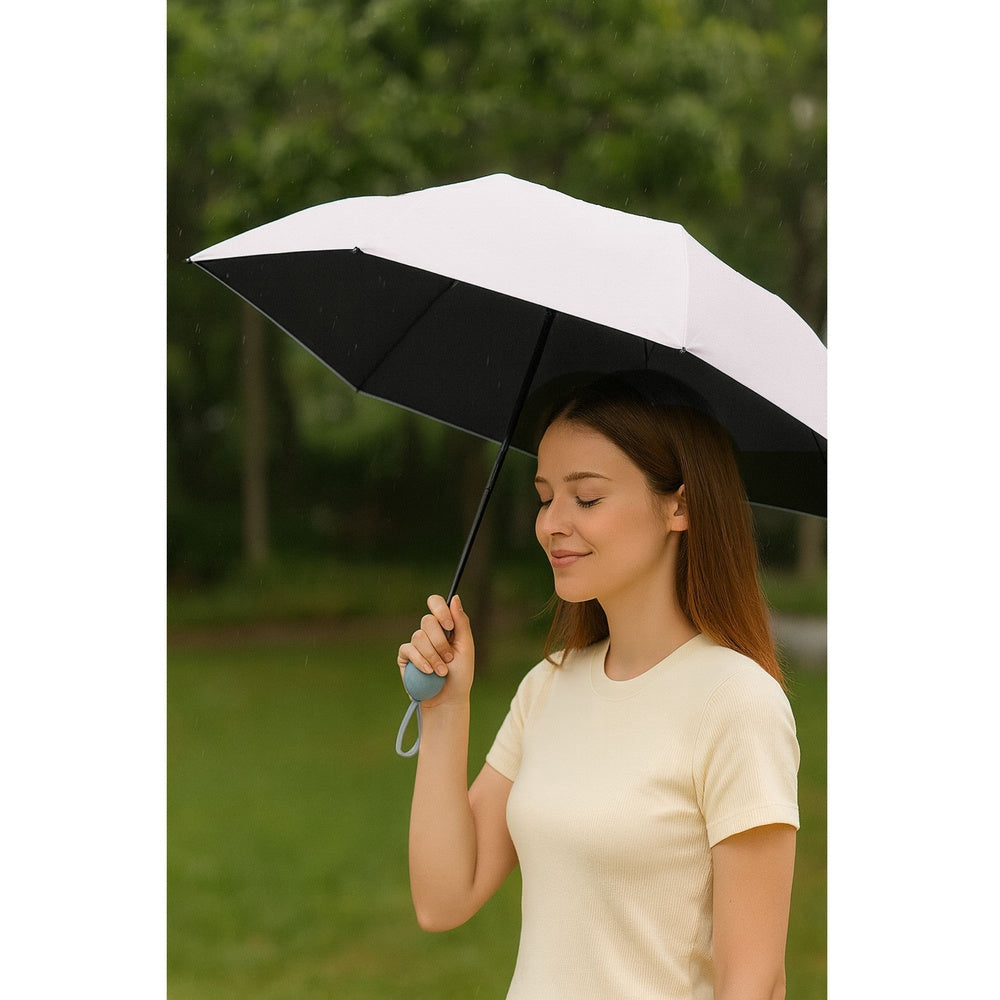 Vikbart UV-paraply UPF 50+ 90 cm grå med fodral