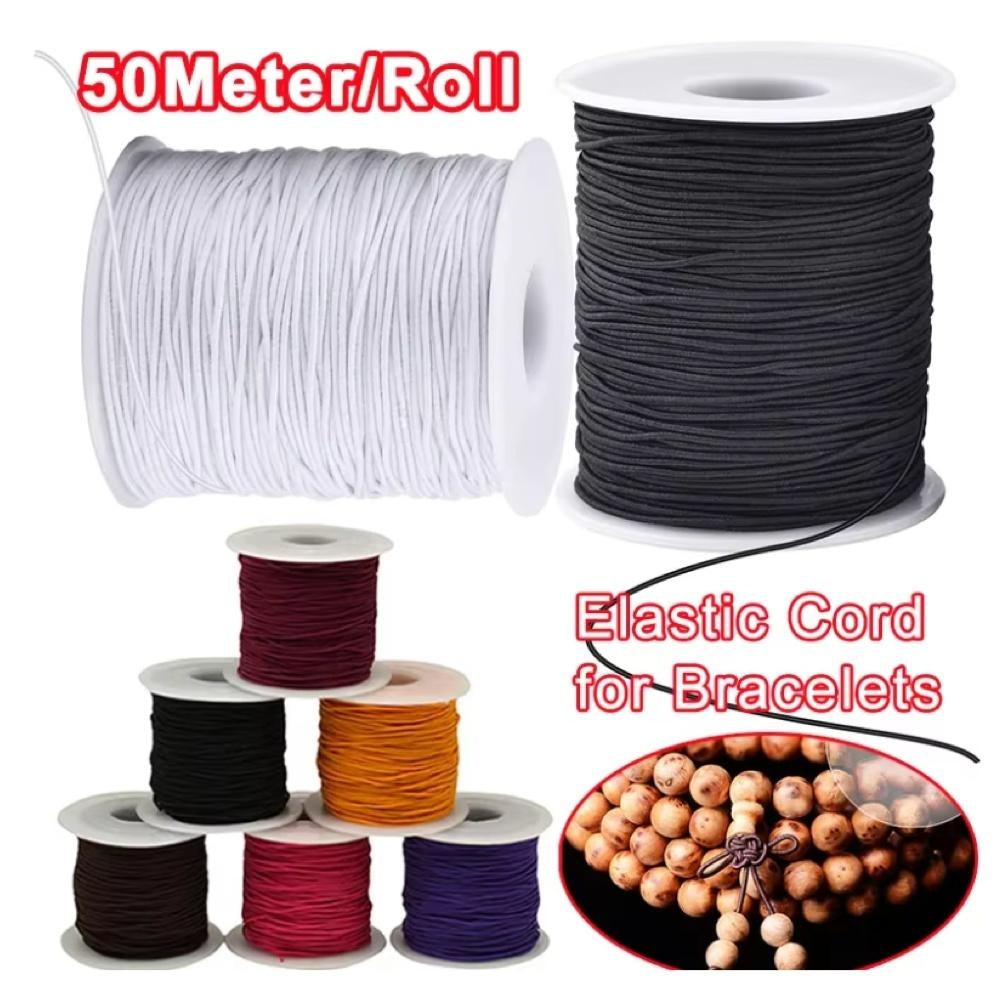 Vit Nylonklädd Elastisk Tråd – 50 meter, 0,6 mm för Smycken och