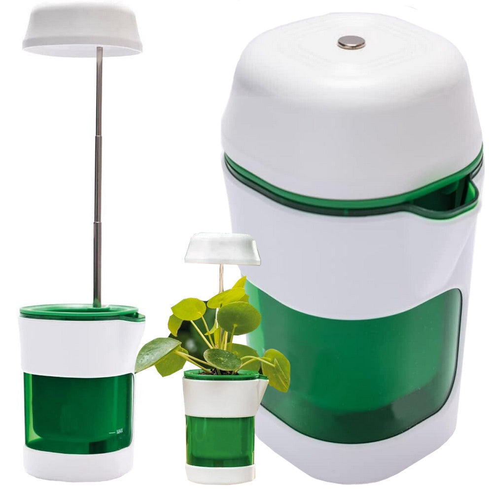 Växtlampa med självbevattnande kruka LED fullspektrum USB vit