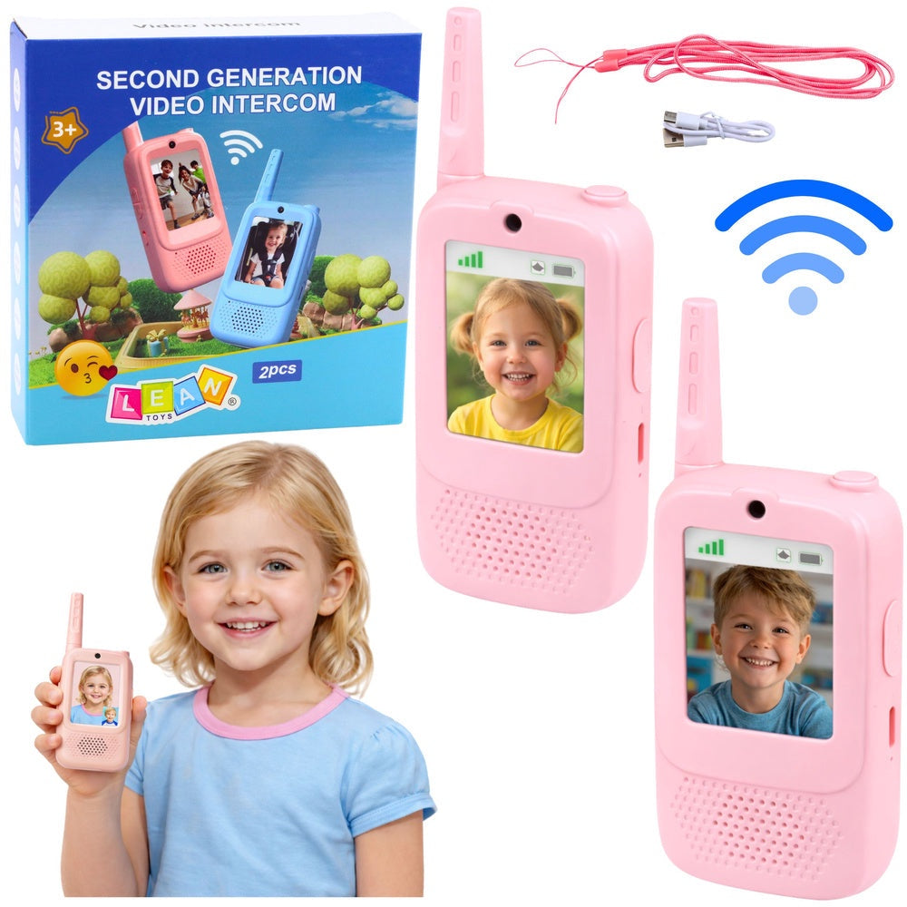 Walkie-talkies för barn med videochatt 300 m USB-C blå 2-pack