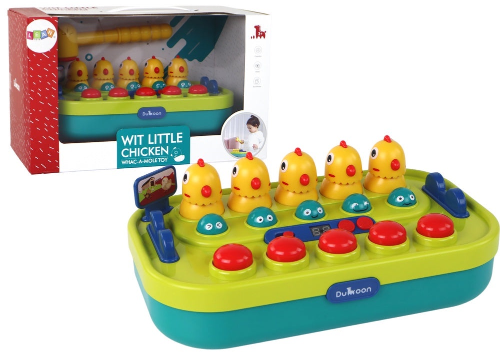 Whac-a-Mole arkadspel med hammare, grön/gul kycklingar 3+ år