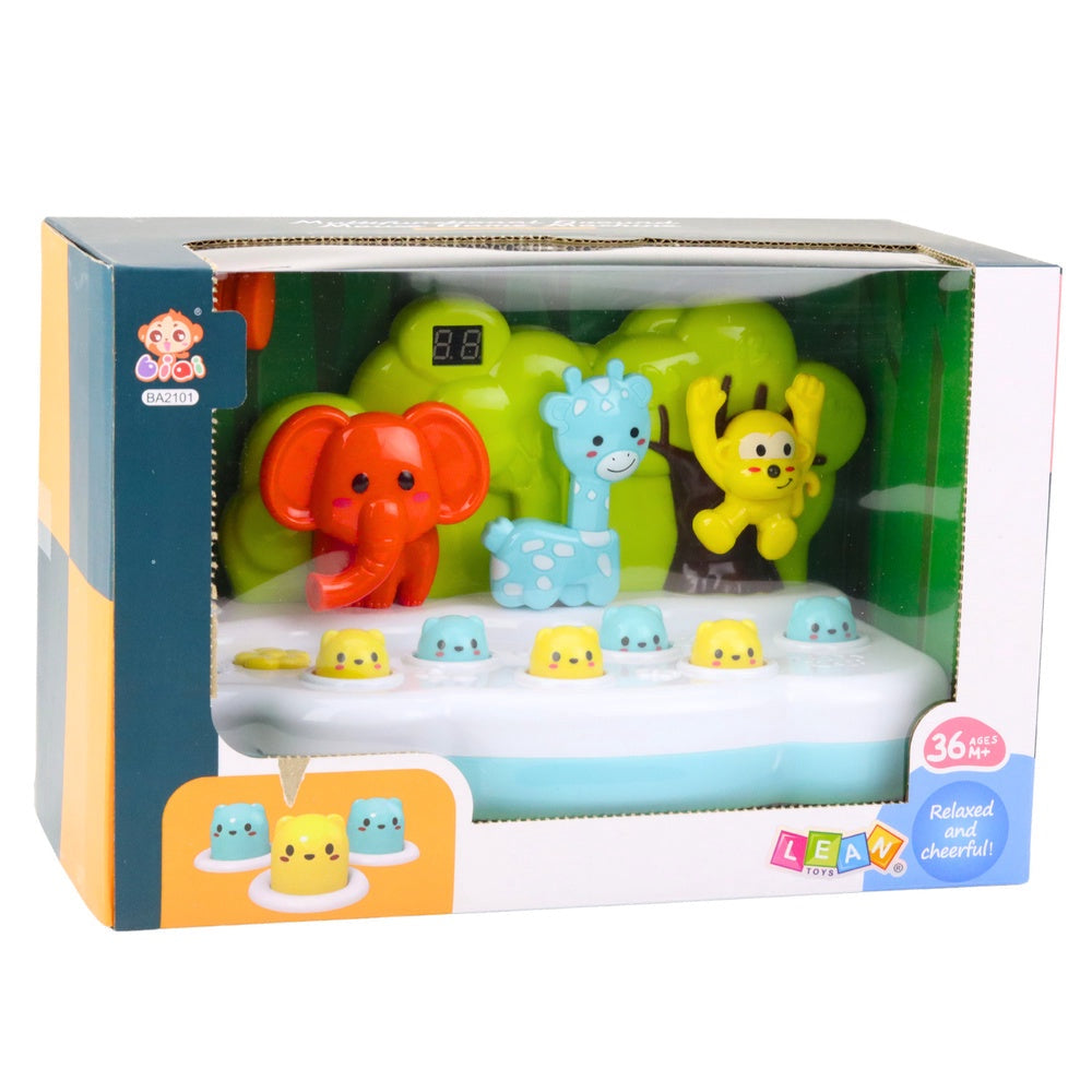 Whack-a-Mole hammarspelet med djur, poängdisplay, ljus/ljud, 28,5 cm