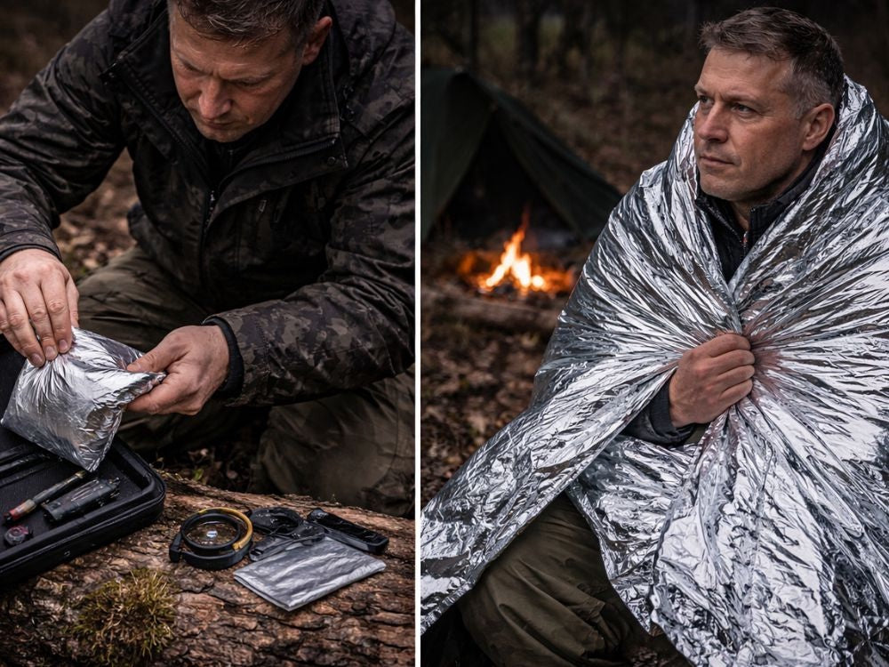 Överlevnadskit 35 delar med låsbar case svart 17x5x5 cm