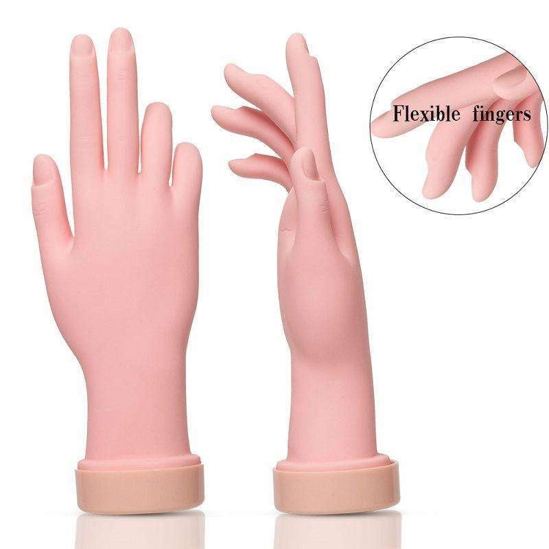 Övningshand för nagelträning i silikon 24,5 cm beige