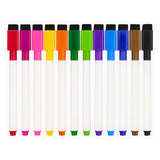 12-Pack Whiteboardpennor med Sudd – 12 Färger för Skola, Kontor & Hem