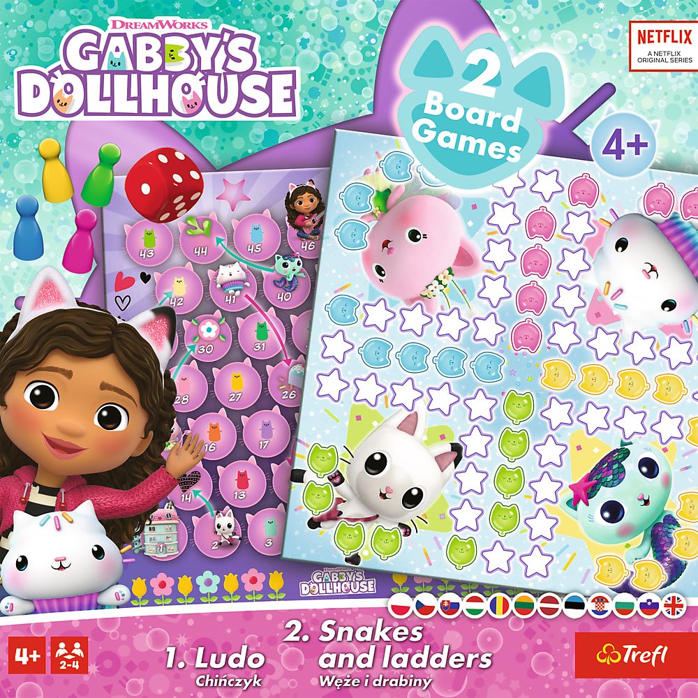 2-i-1 brädspel Chinaman & Snakes and Ladders – Gabbys Dollhouse