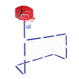 2-i-1 sportset barn fotbollsmål + basketkorg med bollar och pump 3+