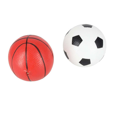 2-i-1 sportset barn fotbollsmål + basketkorg med bollar och pump 3+