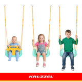 3-i-1 barn gunga med justerbara rep 120-150 cm, 30 kg, turkos/creme
