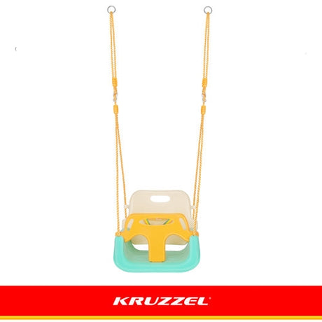 3-i-1 barn gunga med justerbara rep 120-150 cm, 30 kg, turkos/creme