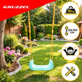 3-i-1 barn gunga med justerbara rep 120-150 cm, 30 kg, turkos/creme